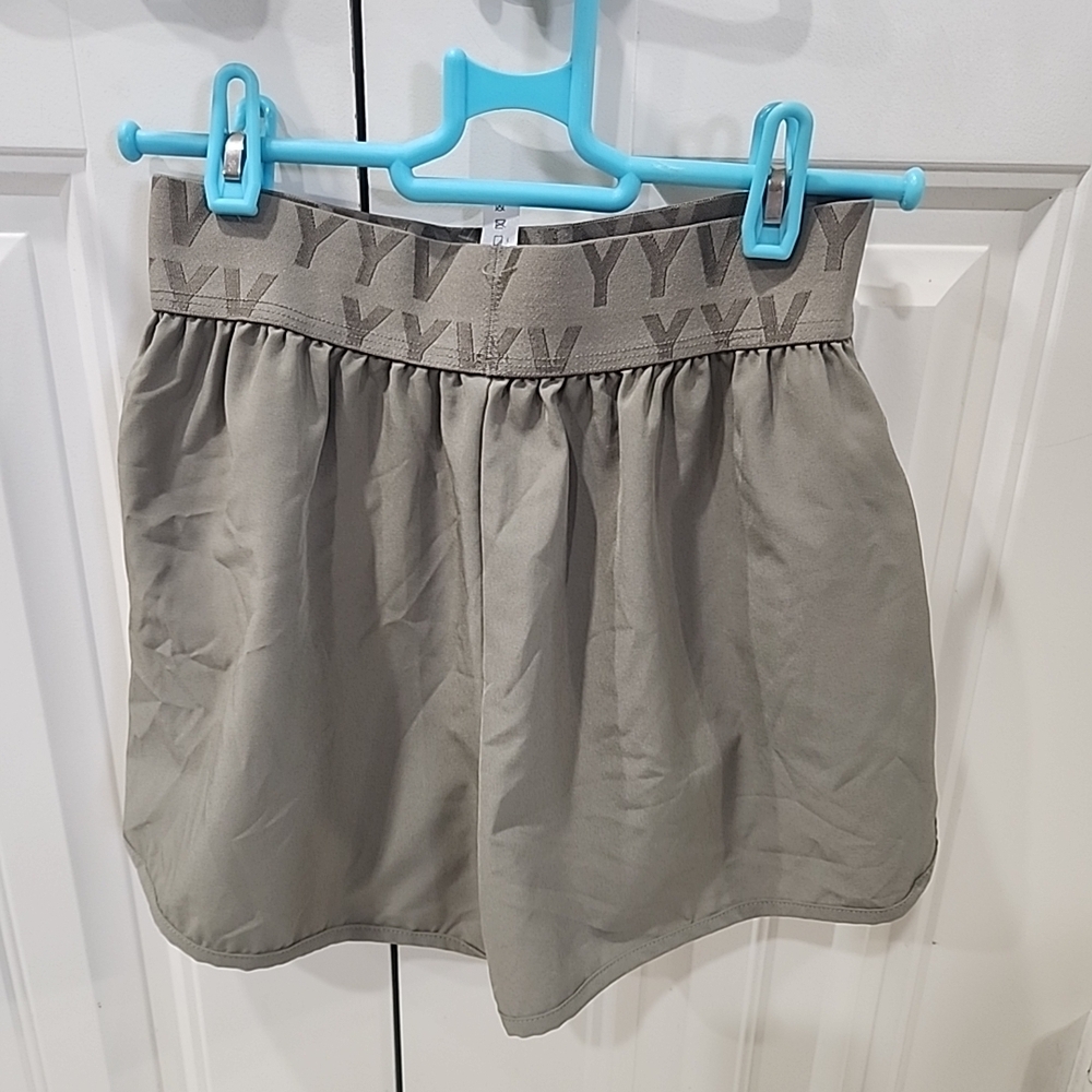 Green Shorts with Patterned Waistband